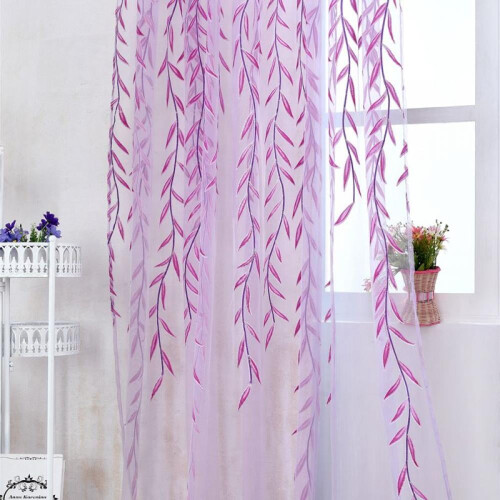 Voile Curtain Floral Pattern 100 x 270 cm 2