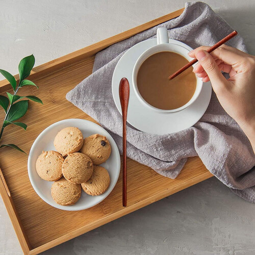 Set di 6 cucchiai da caffè e da miscelazione in legno 2