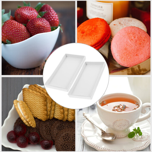 White Melamine Serving Tray 20.6 x 10.5 cm (2 pcs) 2