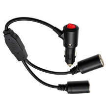 1 to 2 Car Power Socket Extension Cord with Independent Switcher