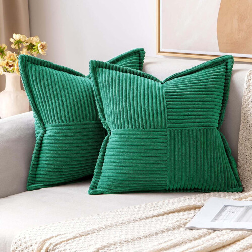 Housse de coussin patchwork en velours côtelé 45x45cm 1