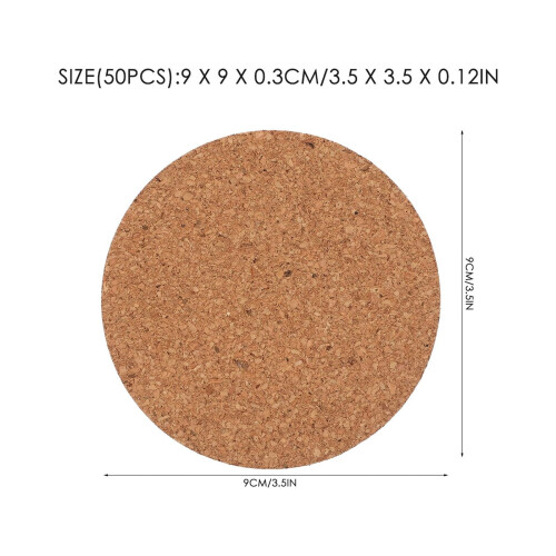 Cork Coasters 50 Pack Round Heat-Resistant Non-Slip 1