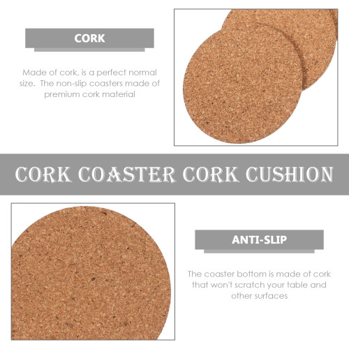 Cork Coasters 50 Pack Round Heat-Resistant Non-Slip 2