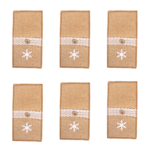 Besteckbeutel aus Jute-Spitze, 6er- oder 8er-Packung 1