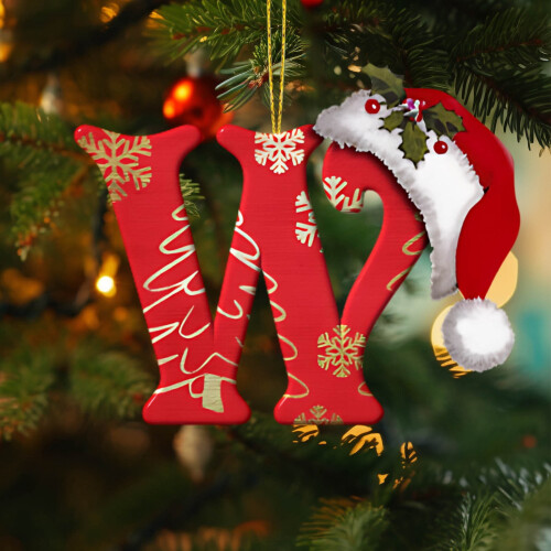 Christmas Letter Ornament Red Hat Initial W 27 Letters 2