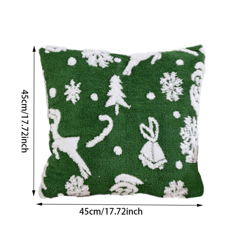 Housse de coussin sapin de Noël en peluche douce brodée 1
