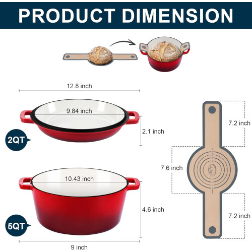 Cast Iron Dutch Oven Pre-Seasoned 5 Quart Black 1