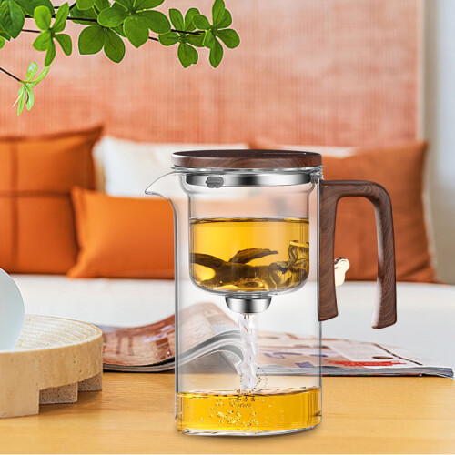 Glass Tea Pot with Infuser and Wooden Handle 2