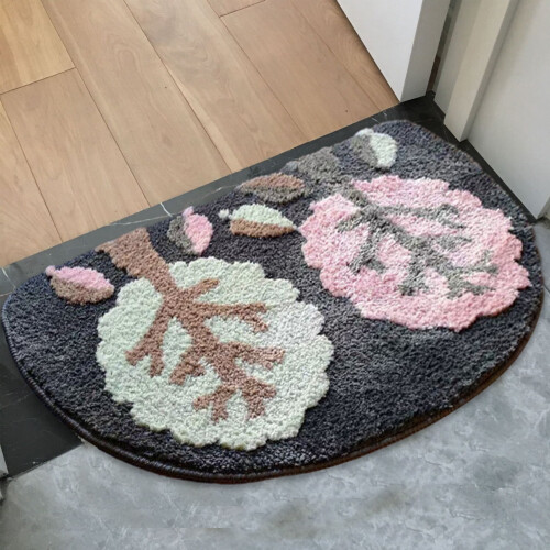 Blomstermønster halvcirkelformet badeværelsesmåtte 40x60cm 1