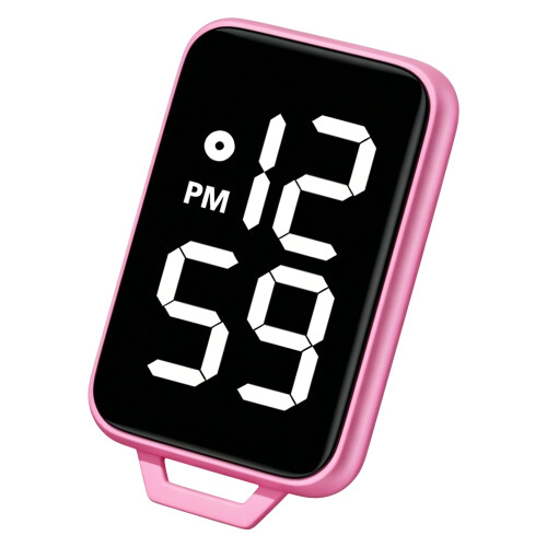 Plastic Keyring Watch Large Screen Easy To Read For-Rose pink
