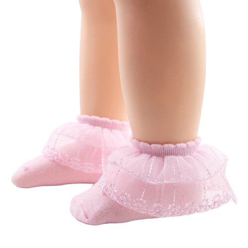 Chaussettes courtes élégantes pour bébé avec bord en-Rose