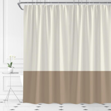 Beige-brauner Boho-Duschvorhang aus strukturiertem Naturstoff, 91 cm (36 Zoll)
