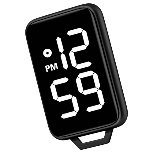 Keychain Timepieces With Clear Display Night Light-black