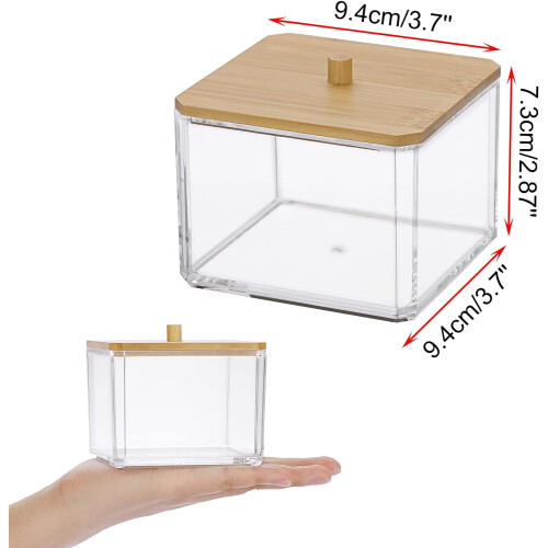 Clear acrylic cotton swab dispenser with lid 2