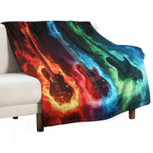 RGB Fire Electric Guitar Blanket Flannel Microfiber 50x60