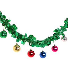 Christmas Rattan Garland with Ribbon and Decorative Strips