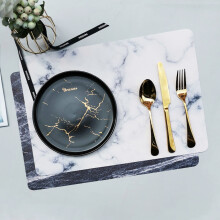Hariumiu Europees marmeren placemat, antislip, warmte-isolerend, waterdicht, rechthoekig, eettafelmat voor thuis, hotel en restaurant