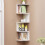 3-Tier Corner Bookshelf White Open Shelf Organizer 4