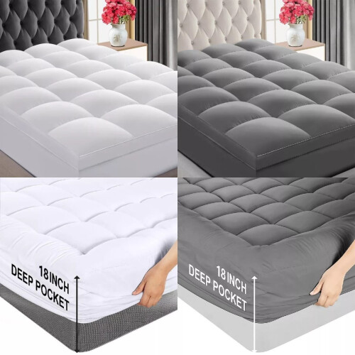 Mattress Topper Quilted Cooling Soft Fill 18 Inch Deep 2