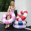 Pink & White Striped Inflatable Pool Ring for Adults 2