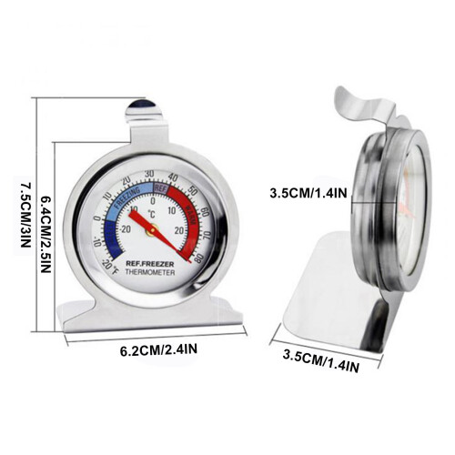 Stainless Steel Fridge Thermometer Large Dial Red Indicator 2