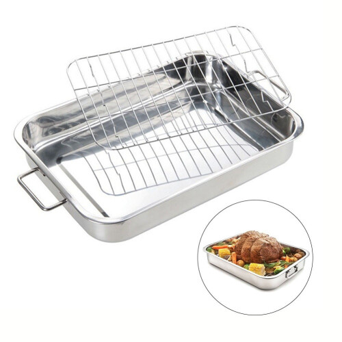 Stainless Steel Roasting Pan with Rack Set 1