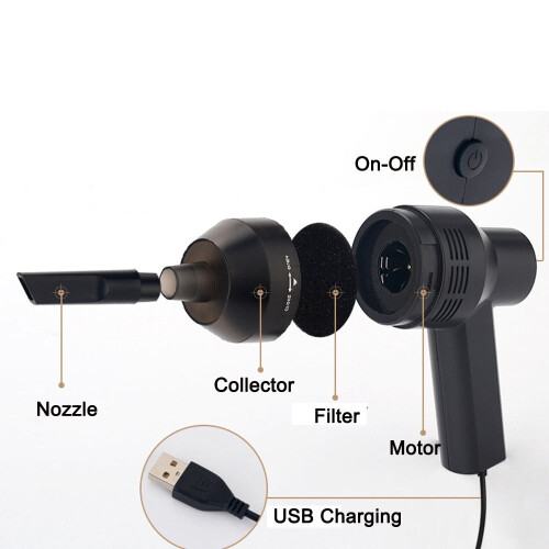 Desktopstofzuiger met USB-oplaadfunctie, draagbaar, mini (1 stuk) 2