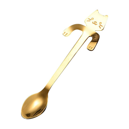 Stainless Steel Cat Spoon Gold Finish Small 1