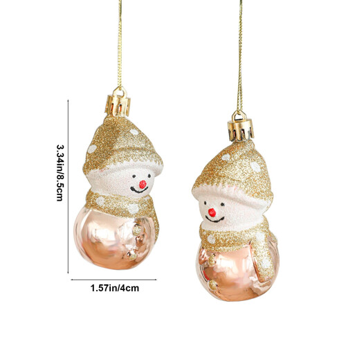 Snowman Christmas Tree Ornaments Set – 2 pcs, White & Gold 2