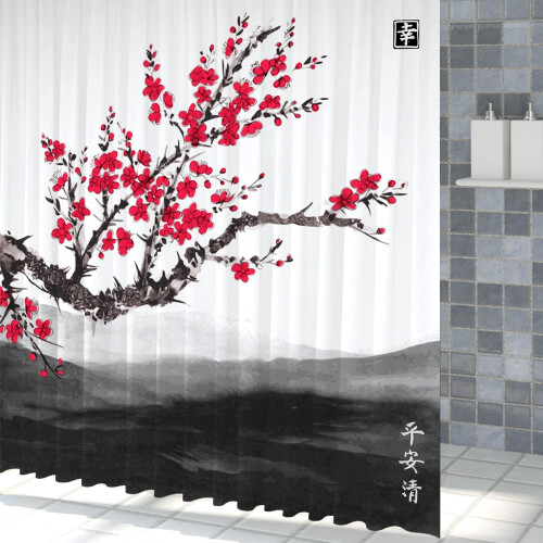 Cherry Blossom Shower Curtain Polyester 72x84 Inch 2