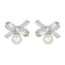 NonSlip Bows Pearls-oorbevestiging voor FreeClip 1-Zilver