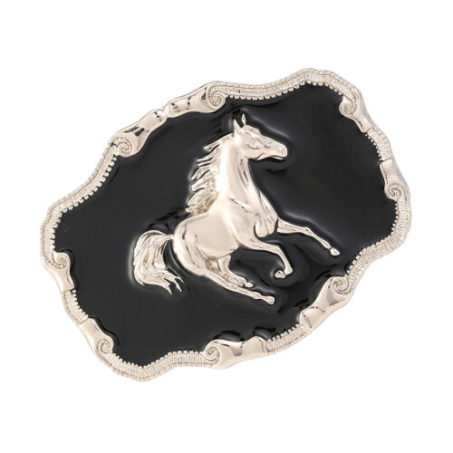 Quick Change Cowboy Belt Buckle Oval White Western Design