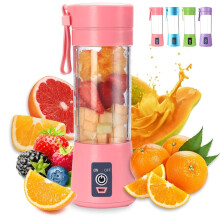 Blender-extracteur de jus rechargeable USB 380 ml 6 lames en acier inoxydable