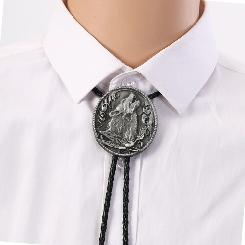 Professionele heren Wolf Head Bolo Tie ketting-oud tin