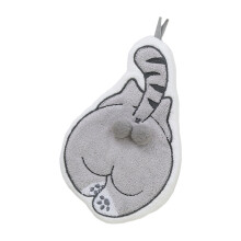 Zachte microvezelhanddoek Mooie kattenvorm hangend touw-Grijs
