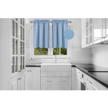 Light Blue Tier Curtains Rod Pocket 30" W x 24" L 2 pcs