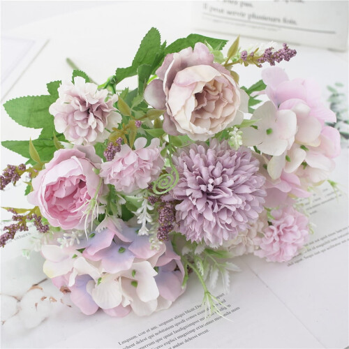 Faux Flower Bouquet Artificial Silk Holiday Decor 1