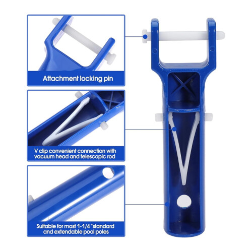 2-Piece Pool Vacuum Handle with 4 Butterfly V-Clips 1
