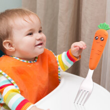 Carrot-Shaped Kids' Fork and Spoon Set, Stainless Steel &