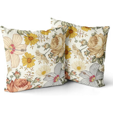 Set di 2 federe vintage con motivo floreale, 40x40 cm (16x16 pollici).