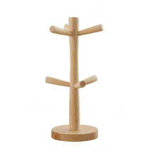 Dish Drying Rack with Wooden Hooks and Removable Mug