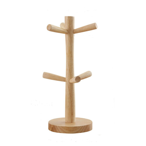Dish Drying Rack with Wooden Hooks and Removable Mug