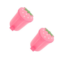 Poubelle de bureau rose en plastique avec couvercle – Lot de 2