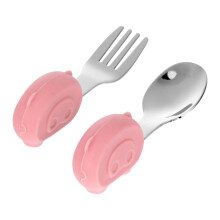Kids' Stainless Steel Fork and Spoon Set with Silicone