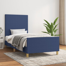 vidaXL sengestel uden madras blå 90x190 cm stof