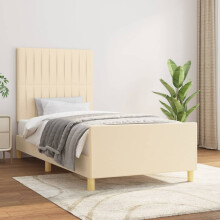 vidaXL sengestel uden madras, cremefarvet, 100x200 cm, betrukket med stof