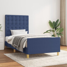 vidaXL sengestel uden madras blå 90x200 cm stof