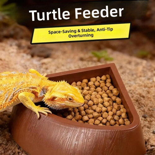 Reptiles Water Food Bowl Triangular Pet Bowls Small-Black 2