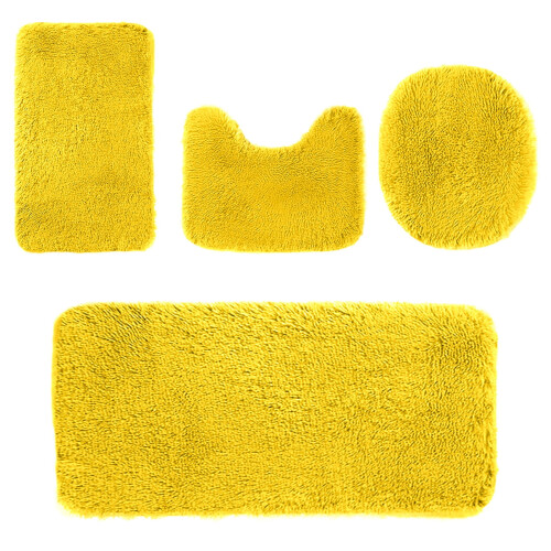 Badezimmermatten-Set, einfarbig, 4-teilig, gelb 1