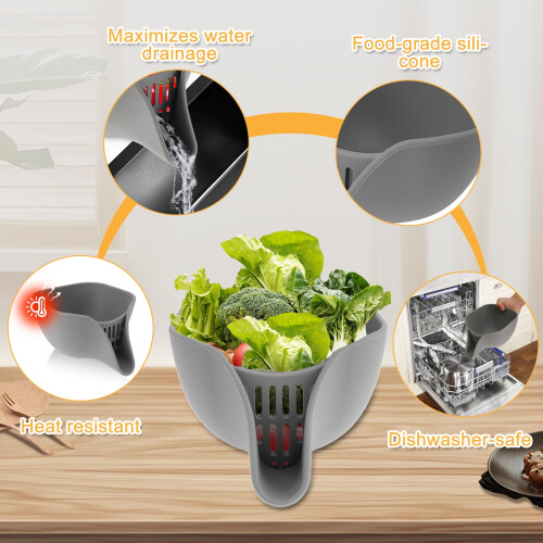 Silicone Kitchen Drain Basket High-Temp Resistant 1 Pack 2